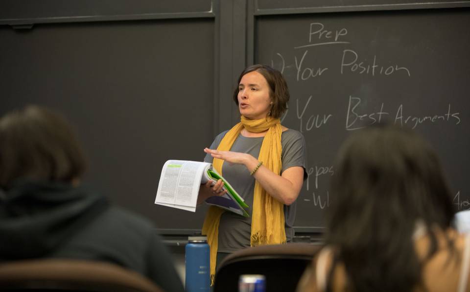 Maria Medvedeva, a lecturer in the Princeton Writing Program, teaching