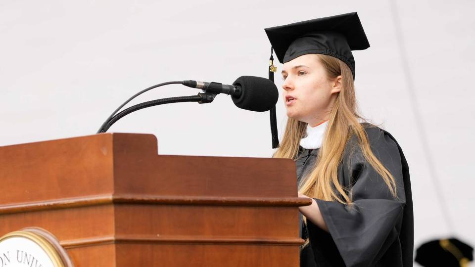 Salutatorian at the podium