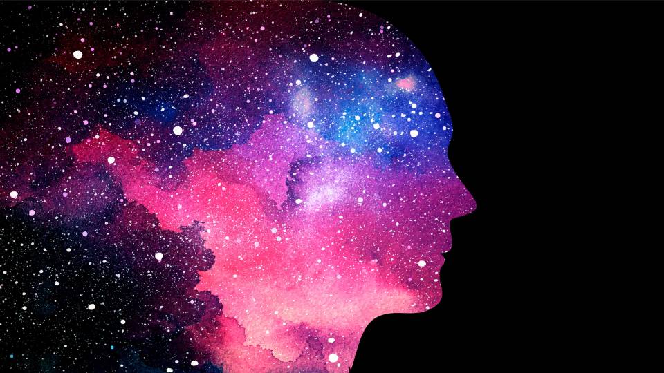 celestial cloud formations in a human profile