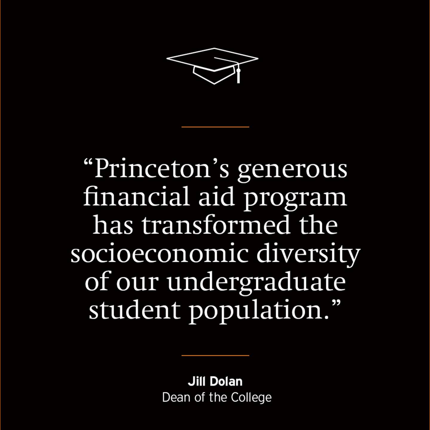 "Princeton's generous financial aid program has transformed the socioeconomic diversity of our undergraduate student population."
