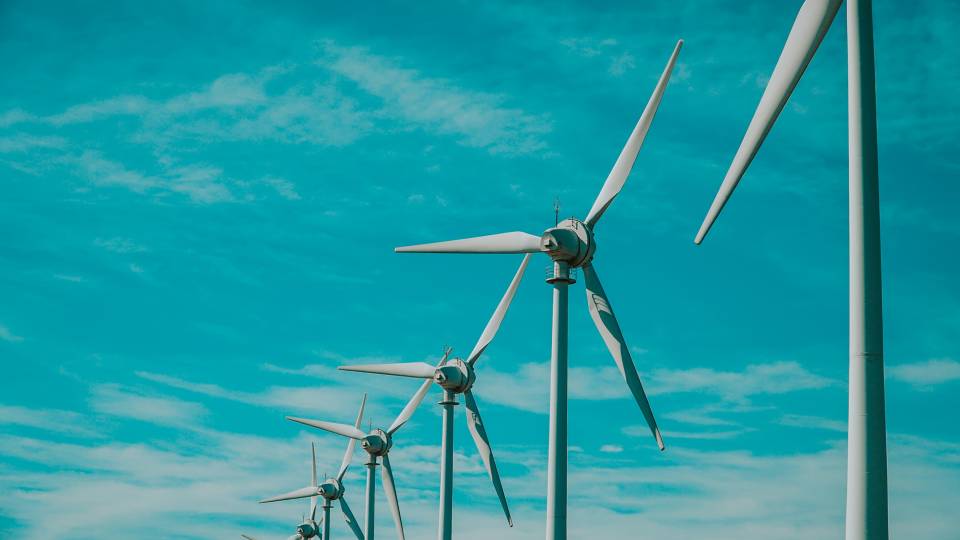 Row of windmills