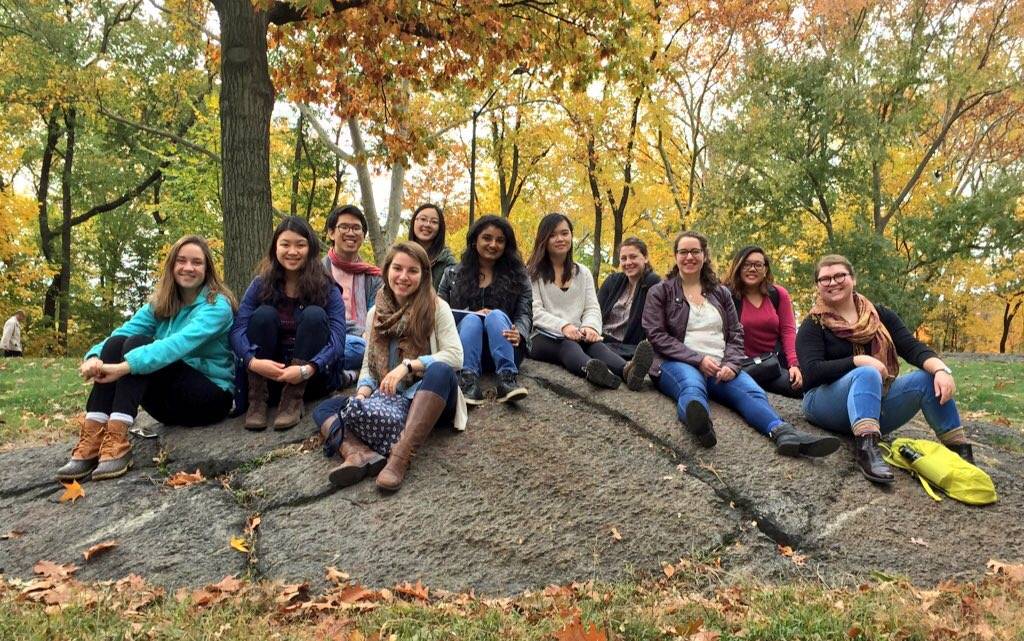 After a morning meeting, students on the "Sex, Sexism and Sexuality" trip relax in Central Park. The group spent a week in New York City meeting with organizations involved in the feminism movement.